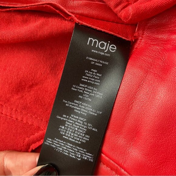 Maje Vibrant Red and Black Leather Jacket. Real prop jacket from RIVERDALE show - Picture 7 of 8